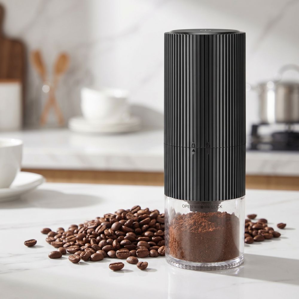 Coffee Bean Grinder Electric - Penggiling Kopi Portabel Motif Strip Inti